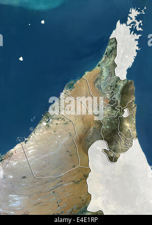 Emirati di Dubai e Sharjah e il nord UAE, True Color satellitare immagine Foto Stock