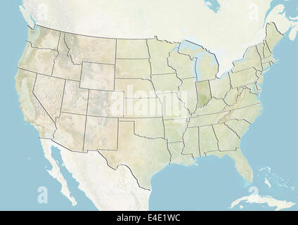 Stati Uniti e lo stato dell'Indiana, Mappa di sfiato Foto Stock