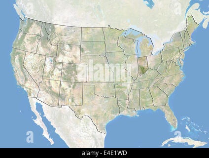 Stati Uniti e lo stato dell'Indiana, immagine satellitare con effetto Bump Foto Stock