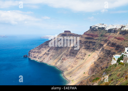 Isola di Santorini e mare Aegan Foto Stock