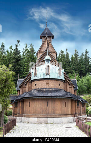 Il vecchio tempio di legno Wang in Karpacz, Polonia. Foto Stock