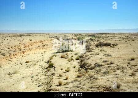 Il paesaggio del deserto del Sahara in Tunisia. Foto Stock