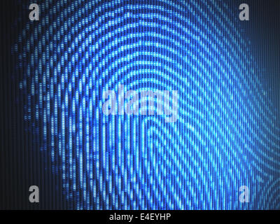 Impronta digitale su uno schermo a LED. Concetto di tecnologia. Foto Stock