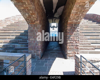Mario Botta la famosa chiesa alpina 'Santa Maria degli Angeli' sulla sommità del Monte Tamaro nella Svizzera Ticino county. Foto Stock