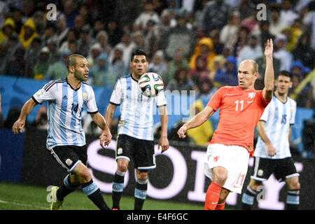 Sao Paulo, Brasile. 9 Luglio, 2014. Partita n. 62, per l'Semi-Final della Coppa del Mondo 2014, tra Argentina e Olanda, questo Mercoledì, Luglio 9th, in Sao Paulo Credito: Gustavo Basso/NurPhoto/ZUMA filo/Alamy Live News Foto Stock