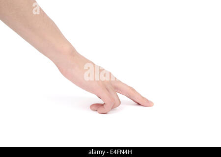 Parte sporgente di una carta o di qualcosa, isolato su bianco Foto Stock