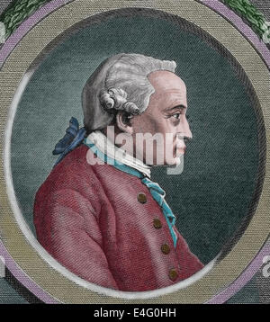 Immanuel Kant (1724 Ð 1804). Filosofo tedesco. Incisione di A. Closs. 'Germania'. Colorazione successiva. Foto Stock