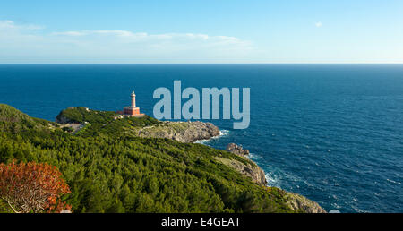 Faro "Faro di Punta Carena', Anacapri, isola di Capri, Italia. Foto Stock