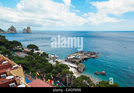 Vista di Marina Piccola, Isola di Capri, Campania, Italia. Foto Stock