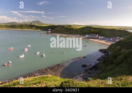 Luce della Sera su Porthdinllaen sulla penisola di Llyn, Caernarfonshire, Wales, Regno Unito Foto Stock