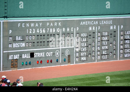 Vista del mostro verde durante una Major League Baseball Game al Fenway Park di Boston. Foto Stock