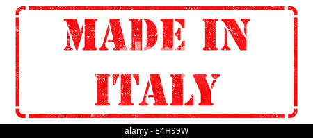 Made in Italy in rosso il timbro di gomma. Foto Stock