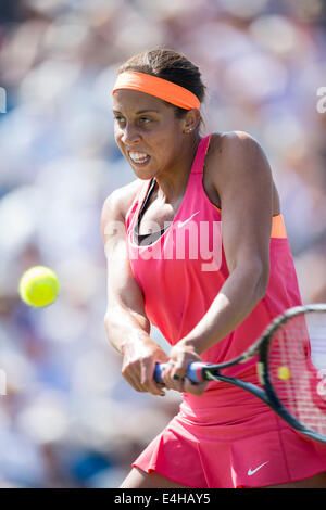 AEGON International 2014 - Donne singoli semi finali. Tasti di Madison NEGLI STATI UNITI D' AMERICA in azione giocando a due mani diretti. Foto Stock