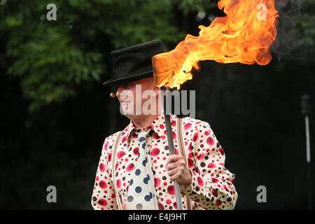 Immagine da prestazioni di Pyromancer dai Paesi Bassi durante il Laya Healthcare spettacolare della città di Dublino. La strada Foto Stock