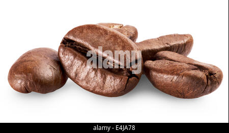 I chicchi di caffè su sfondo bianco Foto Stock