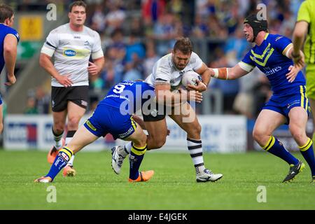 Warrington, Regno Unito. 13 Luglio, 2014. Super League Rugby. Warrington lupi versus London Broncos. Warrinton lupi hooker Mickey Higham in azione. Credito: Azione Sport Plus/Alamy Live News Foto Stock