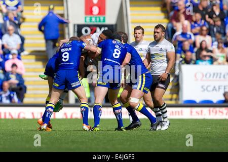 Warrington, Regno Unito. 13 Luglio, 2014. Super League Rugby. Warrington lupi versus London Broncos. Warrinton lupi hooker Mickey Higham in azione. Credito: Azione Sport Plus/Alamy Live News Foto Stock