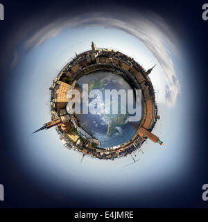 Stoccolma città vecchia skyline, 360 grado miniplanet (elementi di questa immagine fornita da NASA) Foto Stock