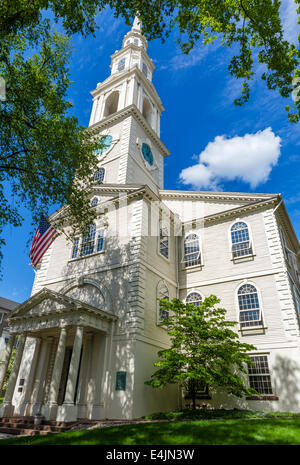 Il primo Battista Meeting House, N Main Street, College Hill quartiere storico di Providence, Rhode Island, STATI UNITI D'AMERICA Foto Stock