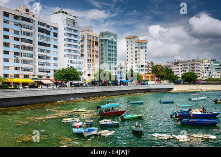 Stanely, Hong Kong, Cina skyline alla Main Street waterfront. Foto Stock