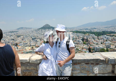 Felice coppia giovane turisti in Grecia Foto Stock