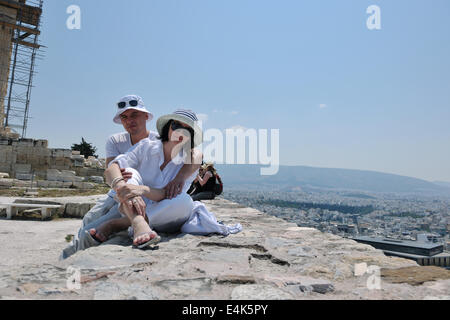 Felice coppia giovane turisti in Grecia Foto Stock