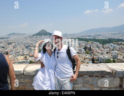 Felice coppia giovane turisti in Grecia Foto Stock