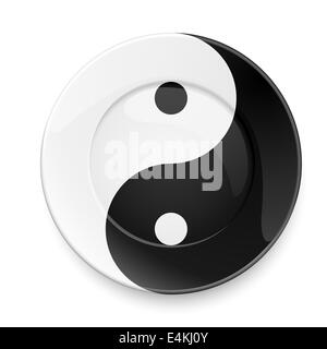 Round piastra piana con lo Yin e lo Yang simbolo Foto Stock