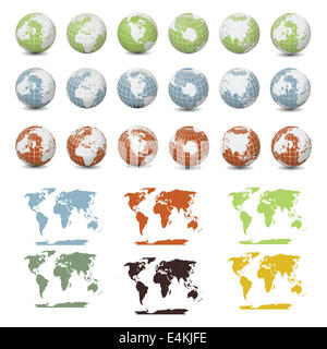 Raccolta di mappe terrestri e globi Foto Stock