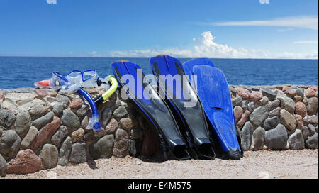 Maschera e pinne per lo snorkeling in Mar Rosso Foto Stock