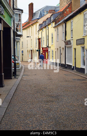 Uomo che cammina i cani in strada laterale nella città costiera di Cromer Regno Unito Inghilterra Foto Stock