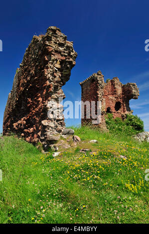 Castello Rosso, Lunan Bay, Angus, Scozia Foto Stock