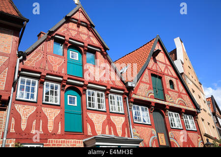 Graticcio vecchie case di Lueneburg, Lüneburg, Bassa Sassonia, Germania, Europa Foto Stock