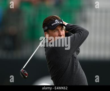 Hoylake, UK. 14 Luglio, 2014. L'apertura. Ian POULTER [ita] durante la sua pratica rotonda. Credito: Azione Sport Plus/Alamy Live News Foto Stock