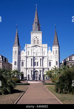 Saint Louis cattedrale, Jackson Square, New Orleans, Louisiana, Stati Uniti d'America. Foto Stock