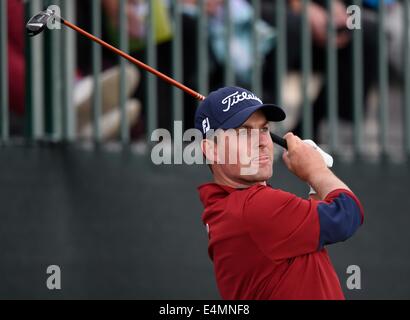 Hoylake, UK. 14 Luglio, 2014. L'apertura. Webb SIMPSON [USA] durante la sua pratica rotonda. Credito: Azione Sport Plus/Alamy Live News Foto Stock