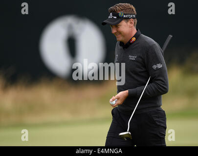 Hoylake, UK. 14 Luglio, 2014. L'apertura. Ian POULTER [ita] durante la sua pratica rotonda. Credito: Azione Sport Plus/Alamy Live News Foto Stock