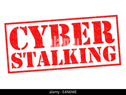 CYBER STALKING rosso timbro di gomma su uno sfondo bianco. Foto Stock