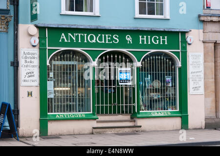 Antiquariato su Alta negozio di antiquariato in High Street, Oxford. Foto Stock