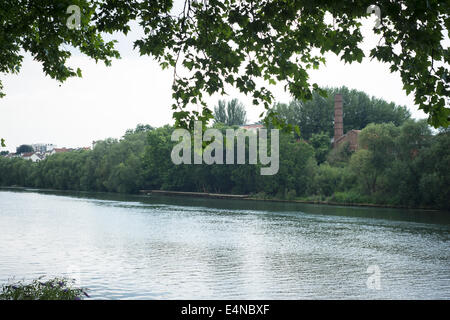 "Impressionisti storia' all'interno del parco naturale di l'ile saint-denis, northen sobborgo parigino, Francia. Foto Stock
