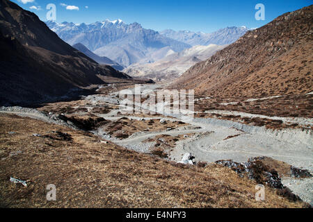 Thorung La Pass Trek, al di sopra di Muktinath, Circuito di Annapurna, Nepal Foto Stock