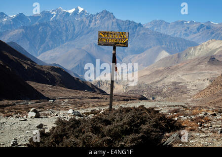 Thorung La Pass Trek, al di sopra di Muktinath, Circuito di Annapurna, Nepal Foto Stock