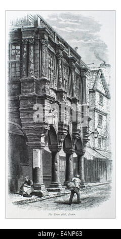 Town Hall Exeter   illustrazione da "Le isole britanniche - Cassell Petter & Galpin parte 19 pittoresca l'Europa. 1877' pittoresca Europa è stata illustrata una serie di riviste pubblicate da Cassell Petter, Galpin & Co. di Londra, Parigi e New York in 1877. Le pubblicazioni turistiche raffigurato tormenta in Europa, con le descrizioni di testo e acciaio e legno incisioni da eminenti artisti del tempo, come Harry Fenn, William H J Boot, Thomas C. L. Rowbotham, Henry T. Green , Myles B. Foster John Mogford , David H. McKewan, William L. Leitch, Edmund M. Wimperis e Giuseppe B. Smith. Foto Stock