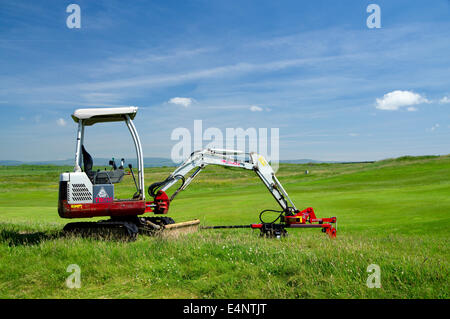 Macchina di scavo, Royal Porthcawl Golf Club, South Wales, Regno Unito. Foto Stock