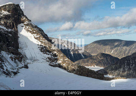 Bjoerlings Gletscher mit Kebnekaise-Suedgipfel, Norrbotten, Lappland, Schweden, Foto Stock