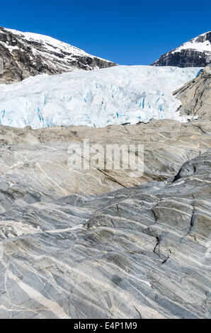 Der Gletscher Nigaardsbreen, Jostedalsbreen Nationalpark, Breheimen, lucentezza, Sogn og Fjordane Fylke, Norwegen Foto Stock