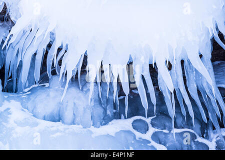 Eisstrukturen am vedere Tornetraesk, Norrbotten, Lappland, Schweden, Foto Stock