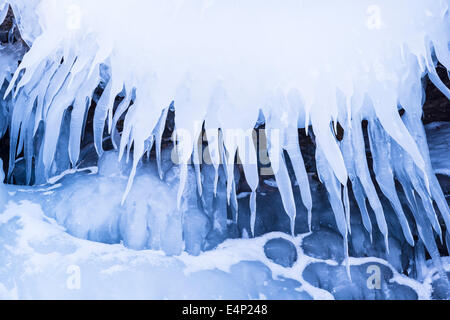 Eisstrukturen am vedere Tornetraesk, Norrbotten, Lappland, Schweden Foto Stock