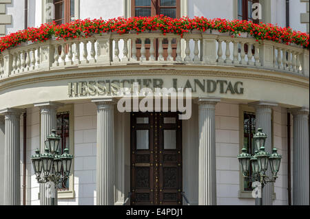 Portale, Hessian europeo in Wiesbaden City Palace, Wiesbaden, Hesse, Germania Foto Stock