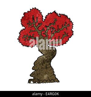 Cartoon big red vecchio albero Illustrazione Vettoriale